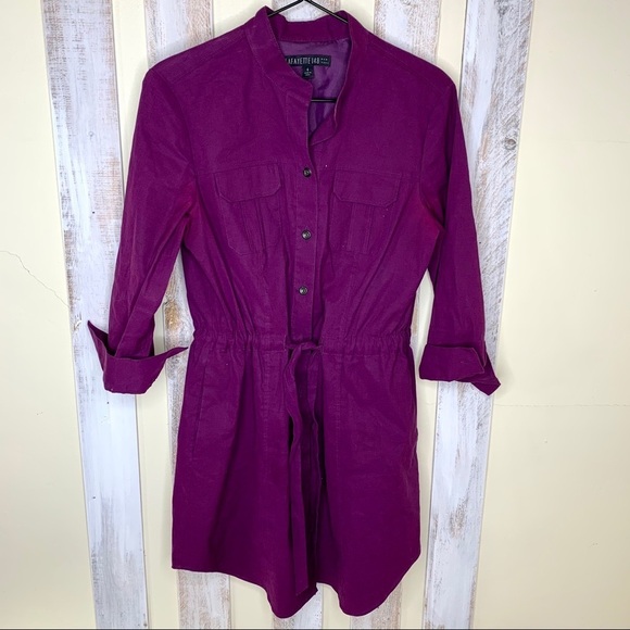 Lafayette 148 Purple Shirt Dress Linen Blend Dress - Picture 1 of 9